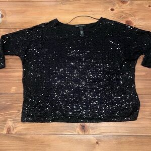 INC International Concepts Sequin Black Top Size Small Holidays Christmas Party
